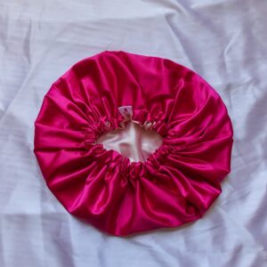 bonnet en satin rose fuchsia et rose
