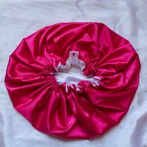 bonnet en satin rose fuchsias blanc